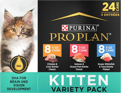 Purina Pro Plan High Protein Wet Kitten Food Variety Pack, DEVELOPMENT Kitten Favorites - (Pack of 24) 3 Oz. Cans1