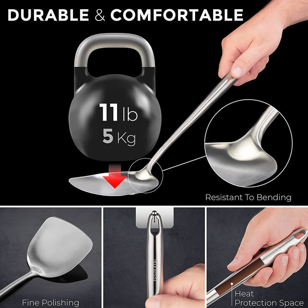 Carbon Steel Wok Pan 14“ + 17’’ Wok Spatula and Ladle + Premium Wok Cover 14 Inch Pan Lid9