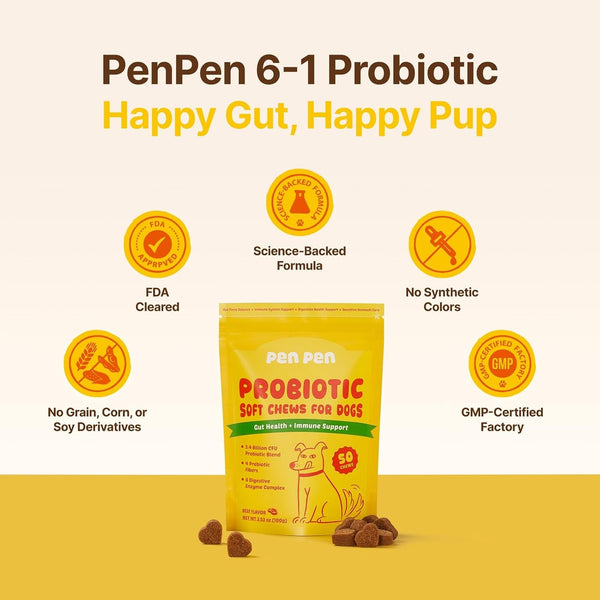 PENPEN Probiotics for Dogs, Dogs Probiotics for Digestive Health, Multi-Probiotic and Enzyme Blend Promote Gut Health & Immune Support, Eases Sensitive Stomachs (Beef Chews, 50Ct)9