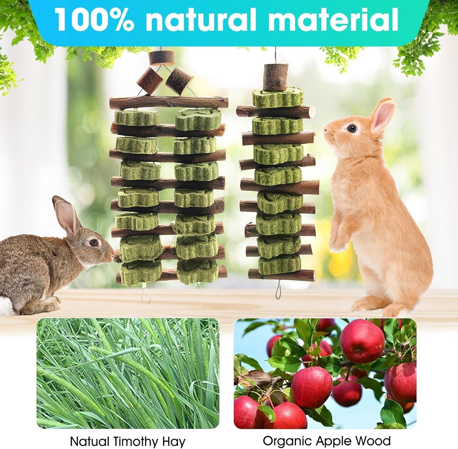 wdefun-natural-apple-wood-clover-cake-teeth-grinding-toy-string-rabbit-snack-chewing-toy-safe-and-durable-pet-teeth-grinding-rod-caring-for-dental-health