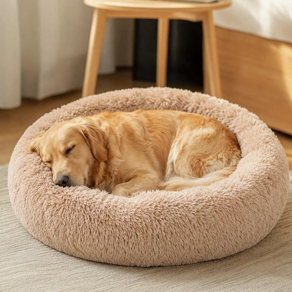 JOLLYVOGUE Small Dog Bed, Calming Dog Beds for Small Dogs & Indoor Cats - 20 Inches Donut Washable Cat Bed for Kittens & Puppies, round Fluffy Plush Faux Fur Pet Beds(Smoke Grey)54