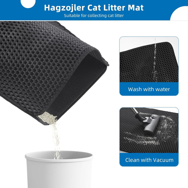 Cat Litter Mat for Indoor Cats Eva Double-Layer Litter Box Mat Washable for Easy Cleaning Cat Rug Collects Litter and Prevents Liquid Leakage (Gray, 23.6×15.7Inch)3