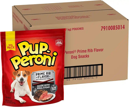 Pup-Peroni Dog Training Treats Made with Real Beef, 8 Bags (5.6 Oz. Each) | Slow Cooked 2.5+ Hours for a Tender Texture & Rich, Meaty Taste. 24% Protein. No Fillers. No Red 40.30