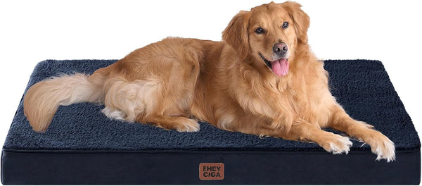 EHEYCIGA Orthopedic Dog Bed Large with Removable Washable Cover,Grey,41X27 | Egg Crate Foam Support,Durable Oxford Fabric,Non-Slip Bottom,Machine Washable,Soft Waterproof Plush Pet Bed Mat for Crate24