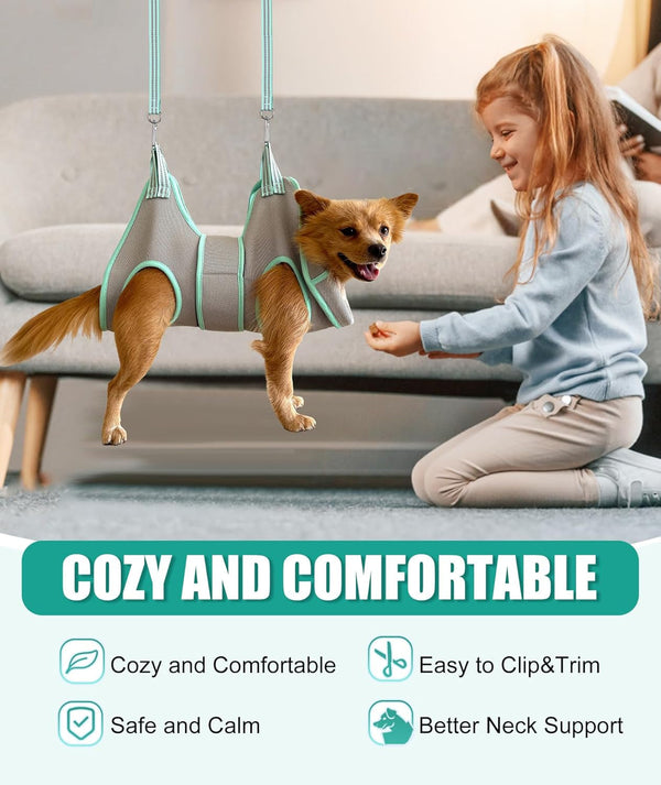 Kkiimatt Dog Grooming Hammock Harness, Small Dog Groming Sling, Gray Dog Hanging Harness for Nail Trimming,Dog Nail Clipping Hanger Restraint Holder2