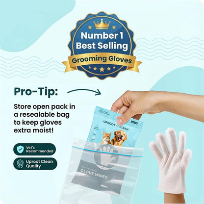 Uproot Clean Pet Grooming Gloves: Deodorizing & Grooming, 1-Month Supply | Extra-Thick Cat & Dog Wipe for Clean Paws, Eyes, Ears, Butt & Body, Lick-Safe. Mess-Free - Removing Tough Dirt, Odor, Oils8