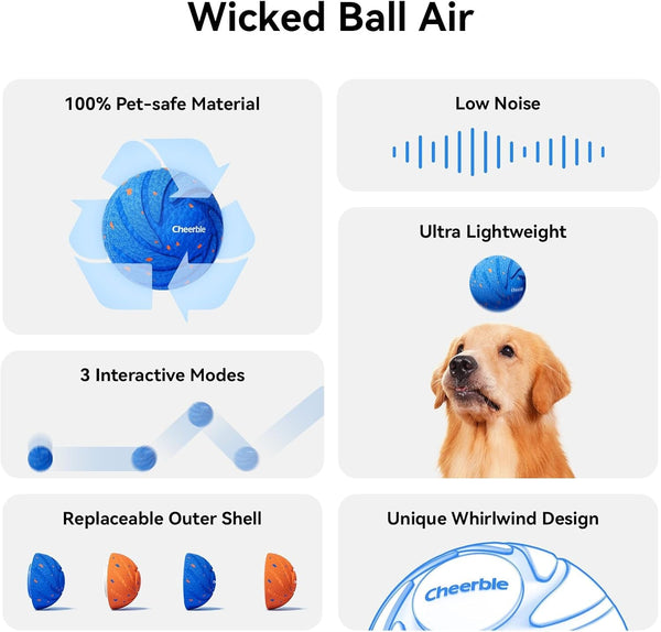Cheerble Smart Interactive Dog Toy, Wicked Ball AIR, Automatic Moving, Bouncing, and Rotating, E-TPU Material, IPX7 Waterproof Rating, Active Rolling Ball for Puppy, Medium and Large Dogs2