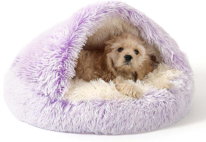 NOYAL round Hooded Donut Dog Bed for Small & Medium Pets - Plush Fluffy Anti-Anxiety Cat Cave Bed with Cover27