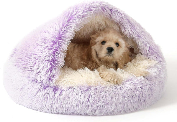 NOYAL round Hooded Donut Dog Bed for Small & Medium Pets - Plush Fluffy Anti-Anxiety Cat Cave Bed with Cover27