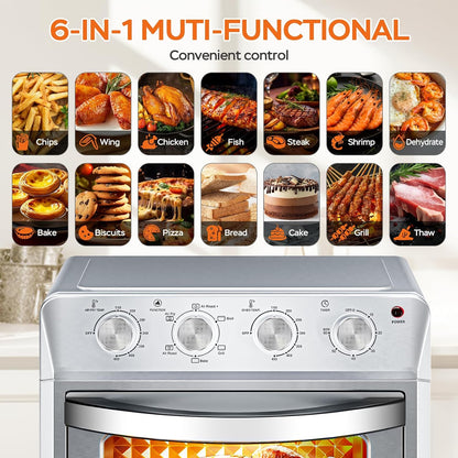Multifunctional Convection Toaster Oven Air Fryer Combo, All-In-One Countertop Oven for Healthy Oil-Free Cooking, Adjustable Temp & Time Control, Family Size3
