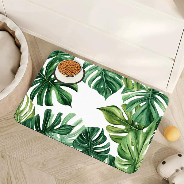 Fish Boho Dog Food Mat for Floors,Ocean Absorbent Quick-Dry Pet Feeding Mat,Cat Dog Bowl Mats for Food and Water,Non-Slip Pet Accessories Supplies 12"X20"19
