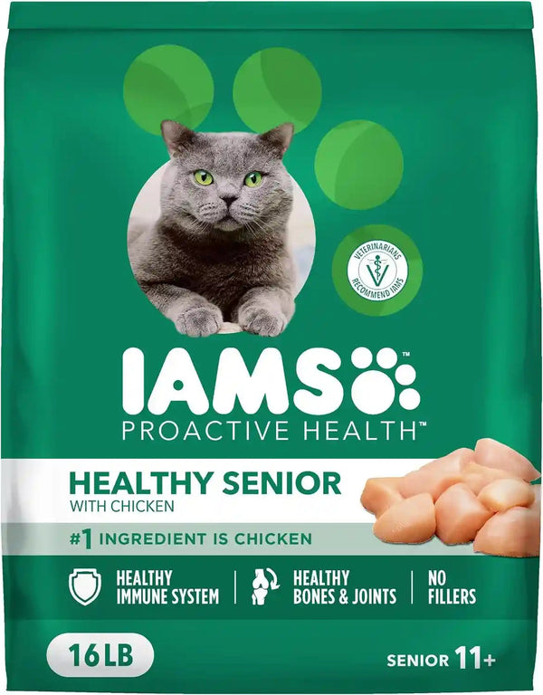 IAMS Proactive Health Healthy Senior Dry Cat Food, Chicken Recipe, 7 Lb | Real Chicken, Antioxidants for Immune Health, Supports Vital Organs, Bones & Joints, Natural Fiber & Prebiotics, 0% Fillers12
