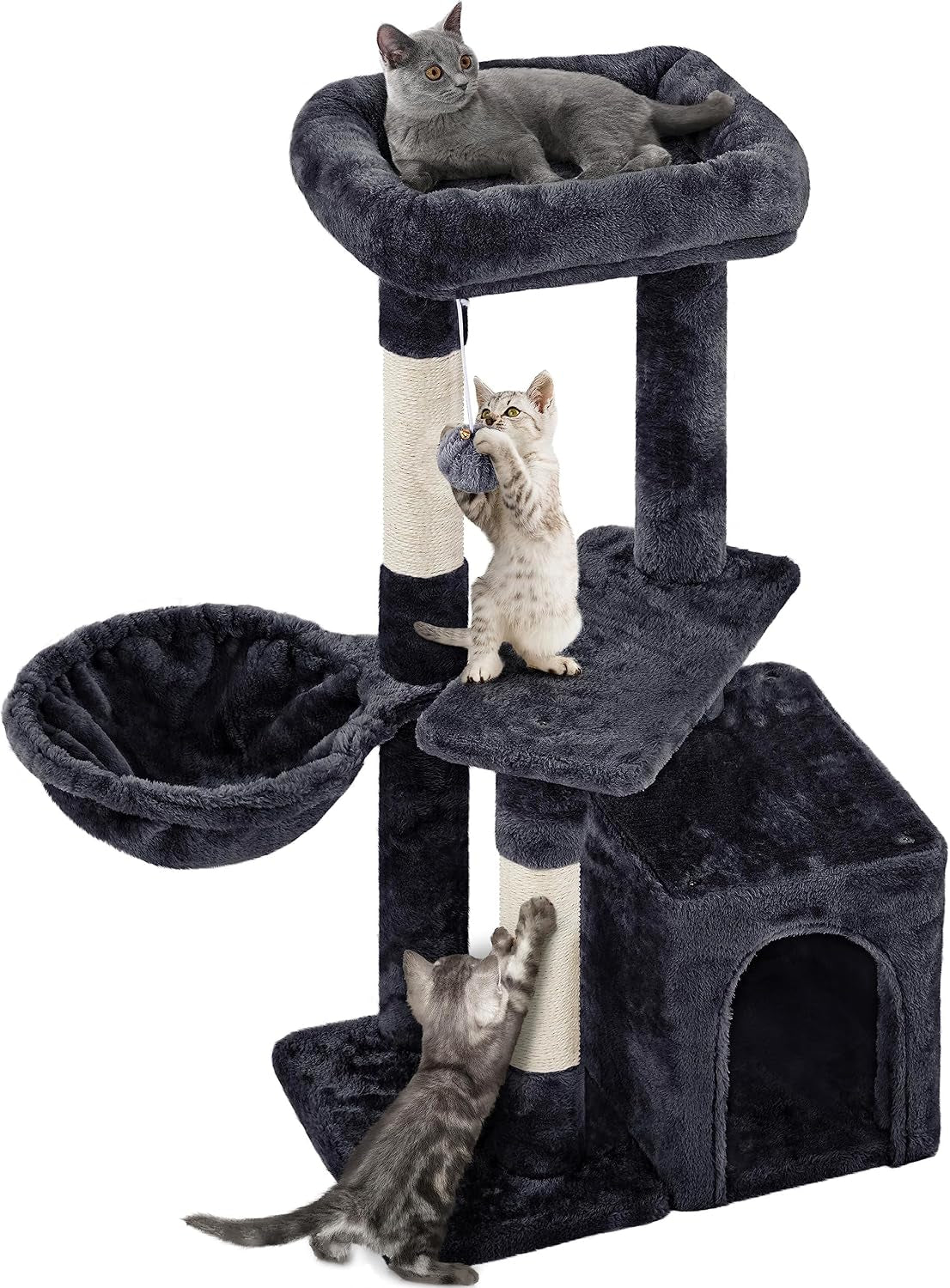yaheetech-34-5in-scratching-post-cat-scratchers-for-indoor-cats-and-kittens-multifunctional-activity-post-w-sisal-rope-dangling-ball-large-condo-dark-gray