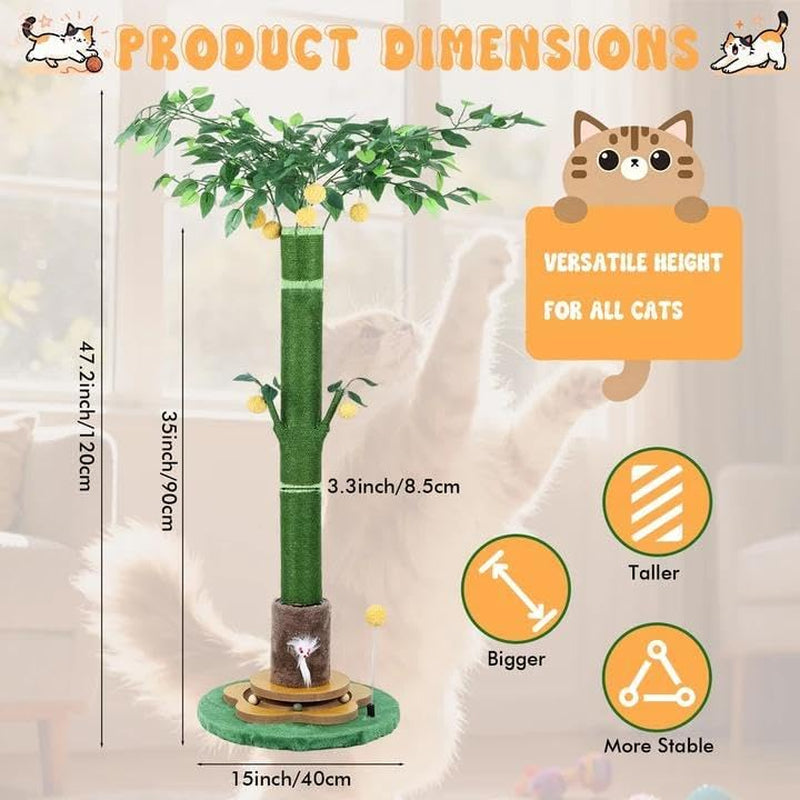 47-extra-tall-cat-scratching-post-cute-cat-scratching-post-for-indoor-heavy-duty-vertical-scratcher-with-natural-sisal-rope-cat-toy-mouse-balls-track-toy-hanging-ball