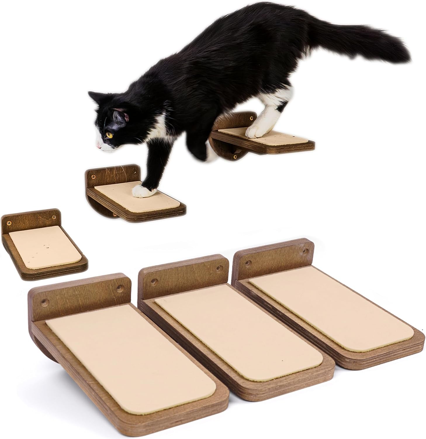 inicio-cat-wall-stairs-set-of-3-wall-steps-for-cats-to-climb-with-fixtures-8-7x4-7-floating-steps-for-climbing-or-playing-for-kittens-and-adult-cats-dark-brown