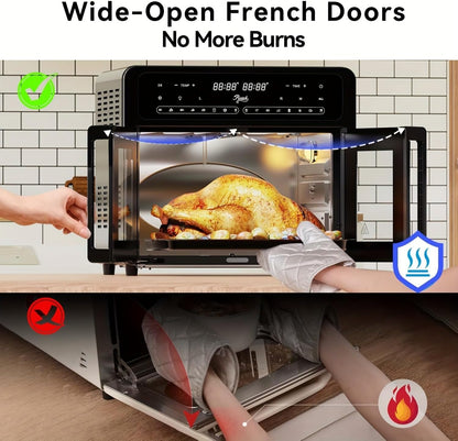 30Qtoversized French Door Air Fryer Toaster Oven Combination, Featuring 20 Cooking Functions and Digital Control, Compatible with 13" Pizza, Turkey (Black-25)6