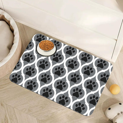 Marble Dog Cat Food Mat,Blue Teal Turquoise Gold Absorbent Pet Feeding Mat with Rubber Backing,Non-Slip Water Bowl Placemat,Indoor Pet Accessories Supplies 12"X20"13