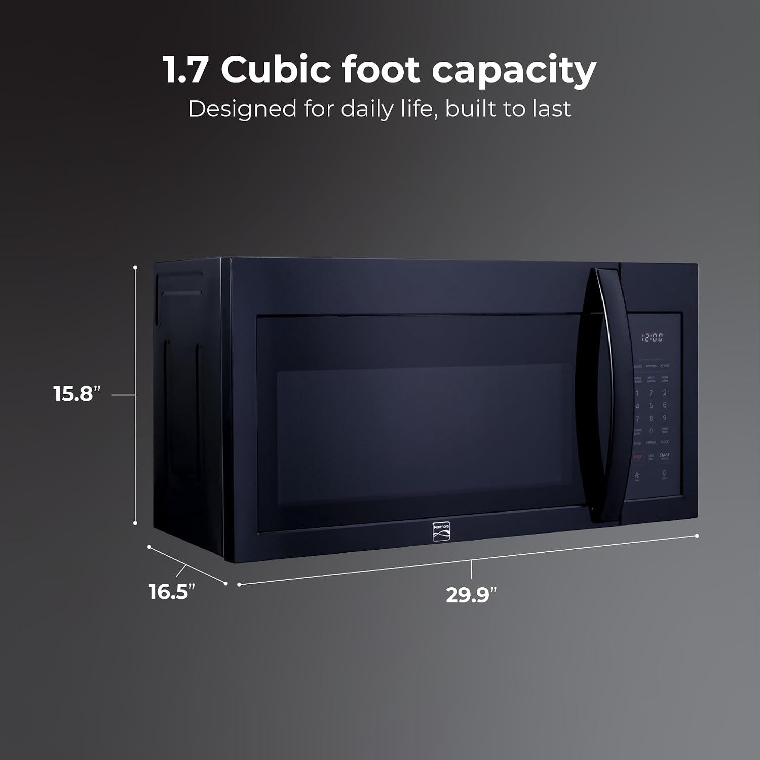 over-the-range-microwave-1-7-cu-ft-capacity-black-1000-watts-300-cfm-vent-fan-12-4-glass-cooking-tray-preset-cooking-controls-child-lock-led-lighting