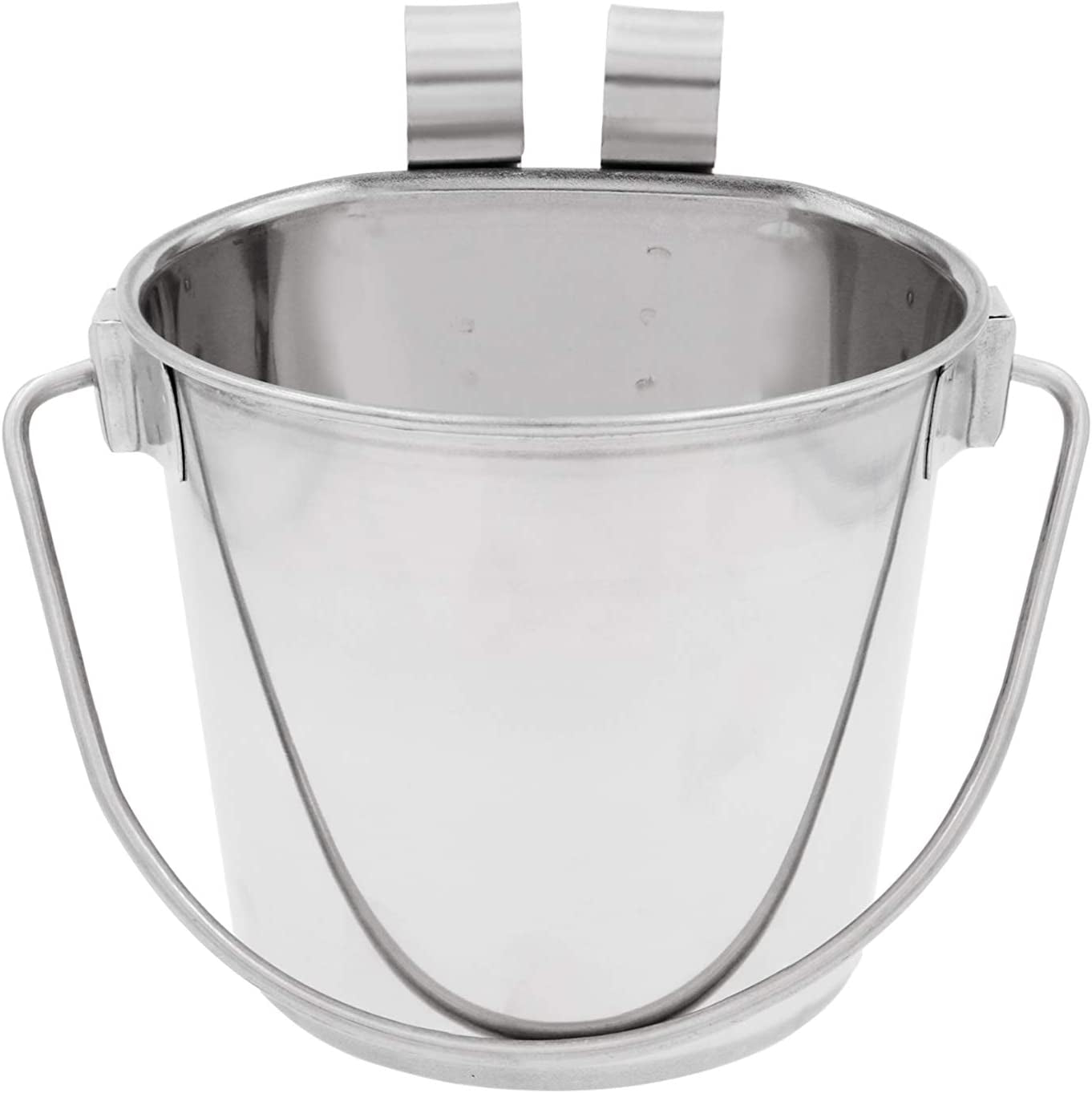 fuzzy-puppy-flat-sided-pail-with-dual-hooks-snugly-fit-on-dog-cat-and-critter-crates-cages-heavy-duty-stainless-steel-2-quart-pn-fsp-2