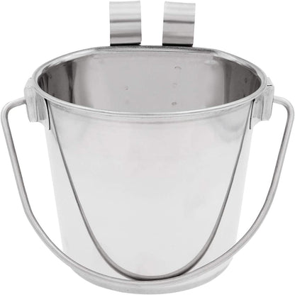 Fuzzy Puppy Flat Sided Pail with Dual Hooks, Snugly Fit on Dog, Cat and Critter Crates & Cages, Heavy Duty Stainless Steel | 2 Quart (PN: FSP-2)1