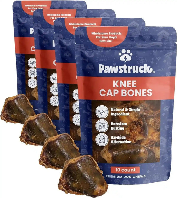 Pawstruck Natural Knee Cap Dog Bones - Treats for Aggressive Chewers, Low Fat & High Protein Chews, Beef Flavor, Long-Lasting Rawhide Alternatives - 10 Pack, Packaging May Vary7