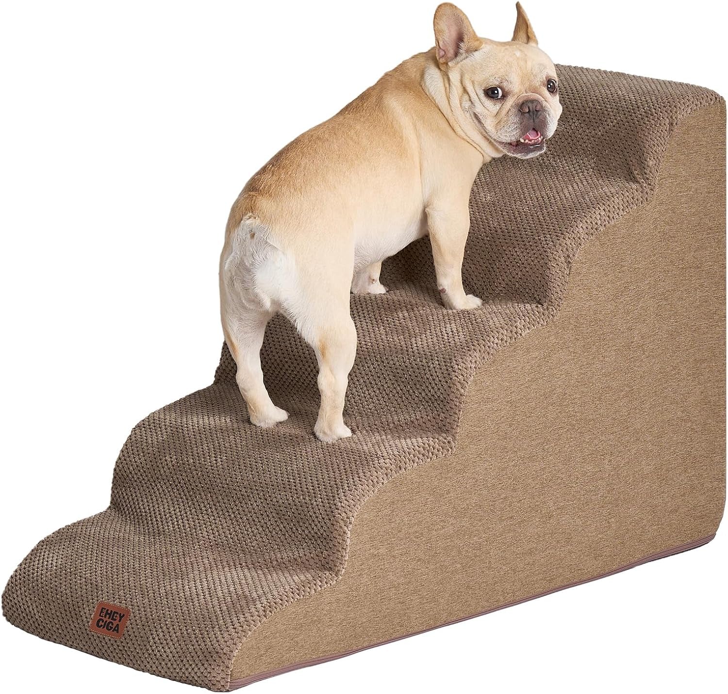 eheyciga-curved-dog-stairs-ramp-for-5-step-high-beds-22-6-h-dog-steps-33d-density-of-pure-foam-for-small-dogs-and-cats-pet-stairs-for-high-bed-climbing-non-slip-balanced-pet-step-indoor-grey