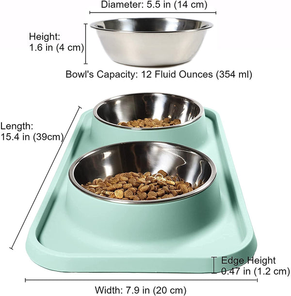 L.D.Dog Cat Food Bowls, Cat Bowls Non-Skid and Non-Spill Silicone Pads with PP Stand, Removable Stainless Steel Food and Water Dishes for Cats, Small Size Dogs5