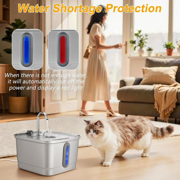 SEIRMEP Stainless Steel Cat Water Fountain, 101Oz/3L Automatic Pet Water Fountain, Dog Water Fountain with Replacement Filters for Cats, Small Dogs (8 Filters and 8 Sponges)5
