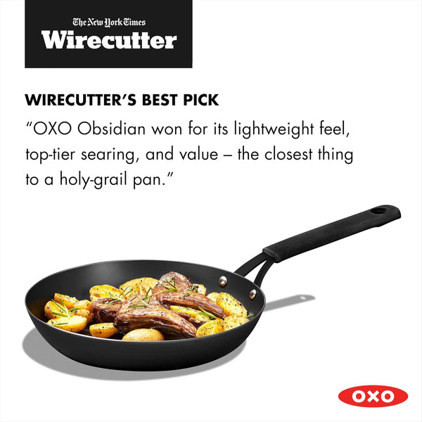 OXO Obsidian 10" Carbon Steel Frying Pan, Pre-Seasoned Skillet, Builds Natural Nonstick with Use, Induction Ready, Oven Safe, Removable Silicone Handle3