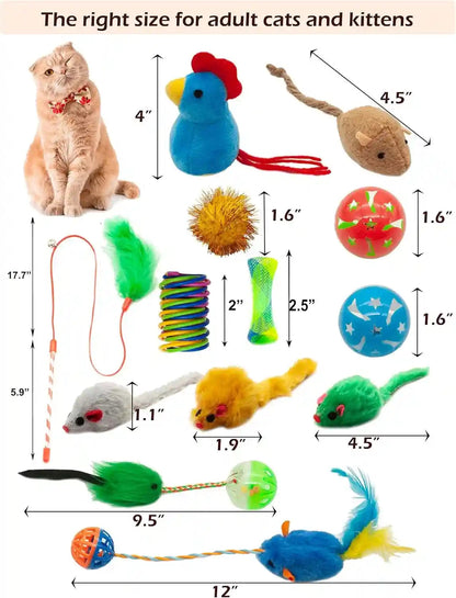 Fashion'S Talk Cat Toys, Kitty Variety Pack for Kitten Cats, 20 Count Plush, Teaser & Ball Catnip Mice Cat Spring3