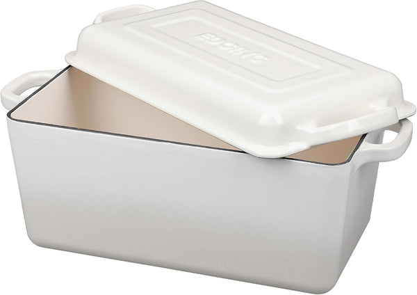Enameled Cast Iron Dutch Oven, Oblong Bread Oven for Sourdough Bread Baking, Baking Pan, Dual Handles, Oven Safe, 4 Quart, White5