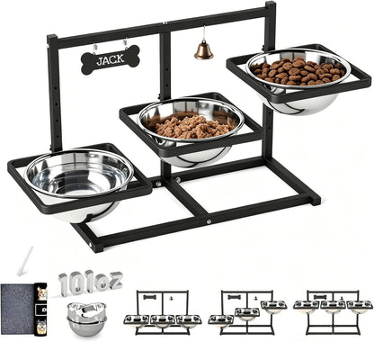 Elevated Dog Bowls with Slow Feeder for Large Dogs – Adjustable Raised Stand with 2 Stainless Steel Bowls & Spill-Proof Mat, Non-Slip Dog Feeder for Large & Medium Dogs (Black)11