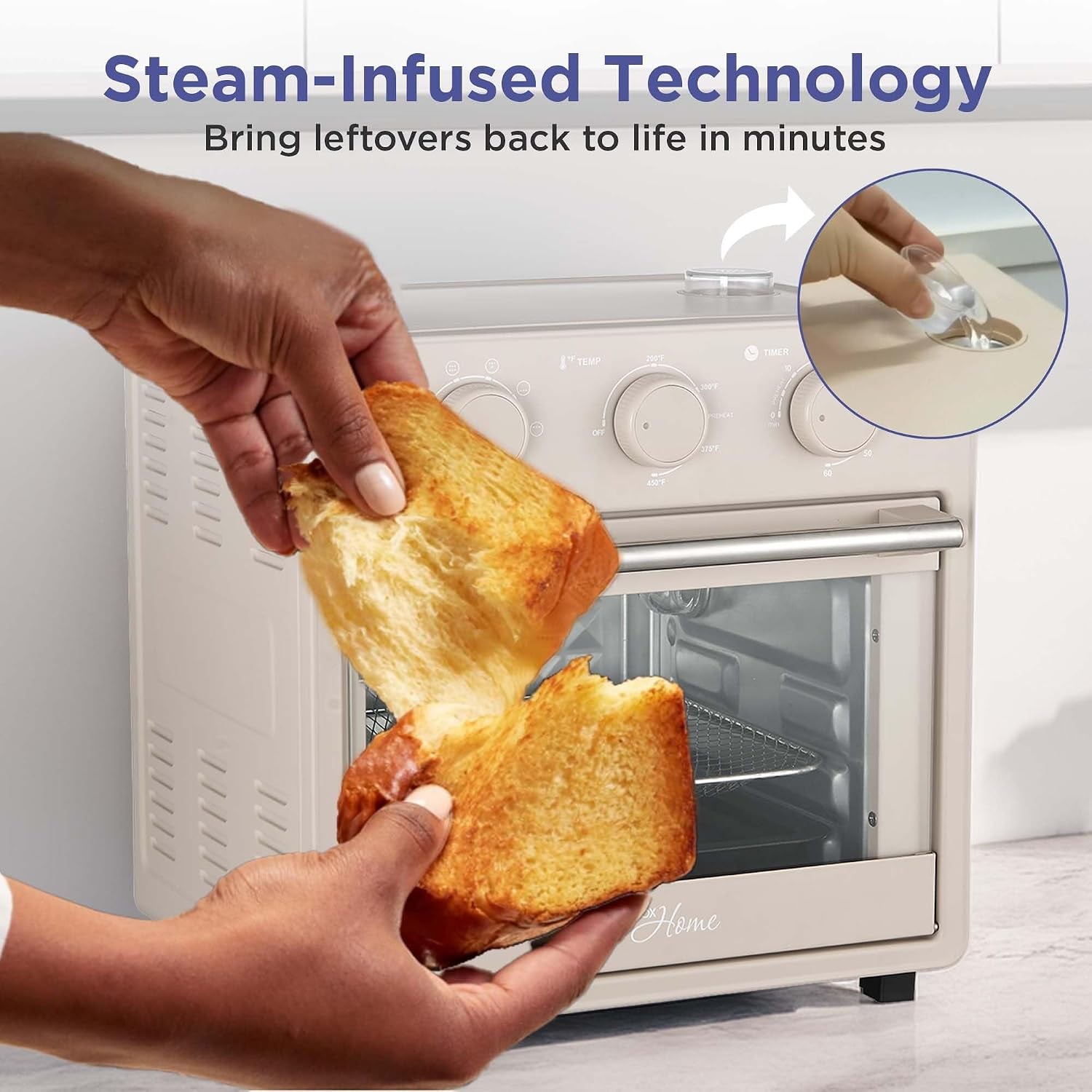 home-16-5-qt-air-fryer-oven-with-steam-infusion-cream-convection-countertop-oven-6-cooking-functions-200-450-f-temperature-control-interior-light-fry-basket-baking-tray-included