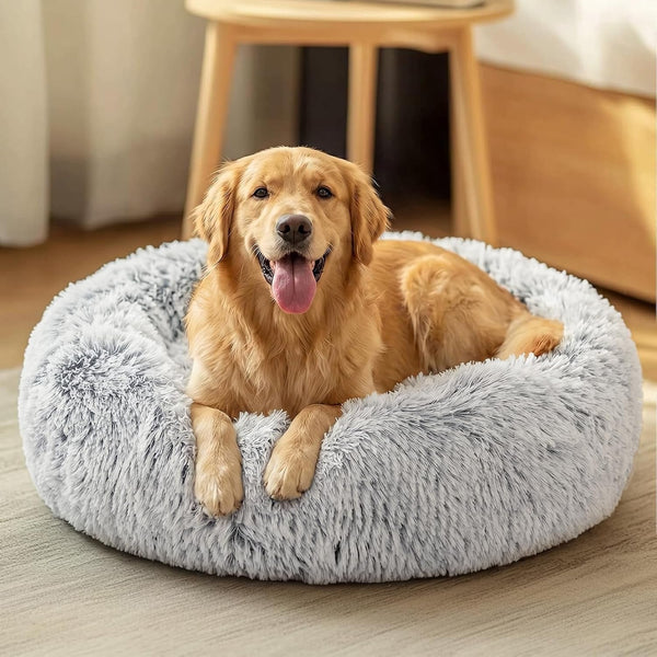JOLLYVOGUE Small Dog Bed, Calming Soft Anti-Anxiety Donut Cat Bed, Washable round Fluffy Cushion for Small and Medium Pets (20")46