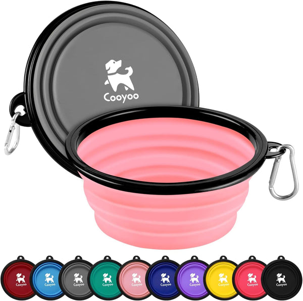 COOYOO Collapsible Dog Bowl,2 Pack Collapsible Dog Water Bowls for Cats Dogs,Portable Pet Feeding Watering Dish for Walking Parking Traveling with 2 Carabiners1