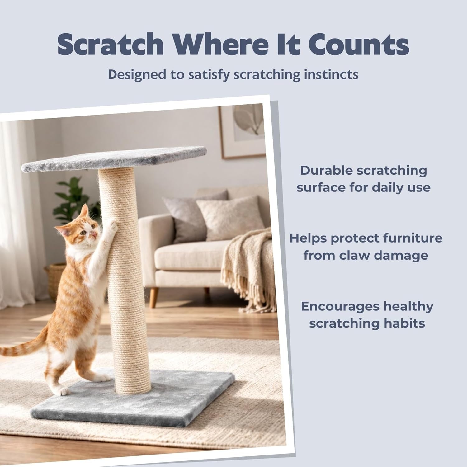 trixie-espejo-cat-scratching-post-27-2-inch-cat-scratcher-with-soft-fabric-covering-base-and-durable-sisal-rope-with-resting-platform-gray