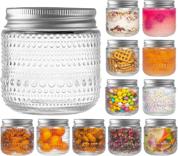 Mason Jars 8 Oz with Lids 12 Packs, Vintage Half Pint Small Glass Canning Jars with Silver Metal Lids for Storing, Pickling, Honey, Jam, Home Decor, Candle and DIY Crafts1