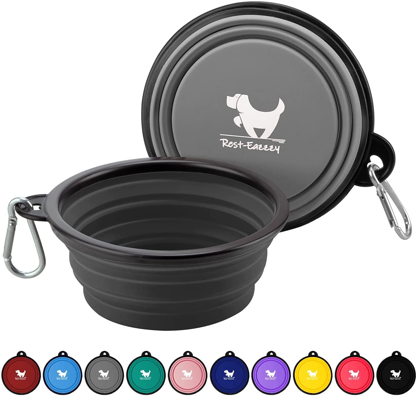 collapsible-dog-bowls-for-travel-2-pack-dog-portable-water-bowl-for-dogs-cats-pet-foldable-feeding-watering-dish-for-traveling-camping-with-carabiners-bpa-free-grey-black-small-pack-of-2