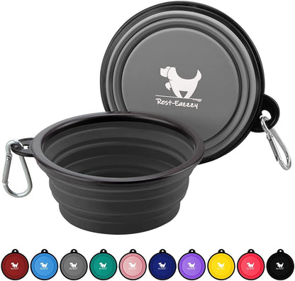Collapsible Dog Bowls for Travel, 2-Pack Dog Portable Water Bowl for Dogs Cats Pet Foldable Feeding Watering Dish for Traveling Camping with Carabiners, BPA Free (Grey&Black, Small (Pack of 2))1