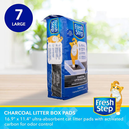 Fresh Step Charcoal Litter Box Pads with Activated Carbon for Odor Control, Ultra-Absorbent with Leak-Proof Bottom for Scrub-Free Cleanup, 16.9 X 11.4 Inches, 7 Count2