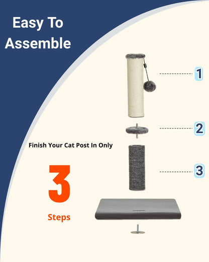 Cat Scratching Post, Cat Scratchers for Indoor Cats, with Toys | for Kitten & Medium Cats, Sisal & Carpet in One for Various Scratching Needs, Solid Structure, Extra Free Toy, Light Gray8