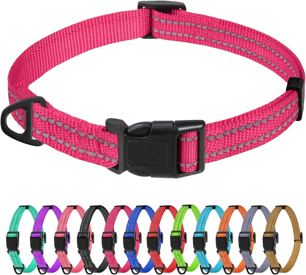 Tagme Small Dog Collar, Reflective Puppy Collar, Sky Blue, 3/8" Width | Lightweight, Nylon Collar for Puppies, Chihuahua, Yorkie & Teacup Dogs 5-15 Lbs, Reflective for Evening Walks, 12 Colors50