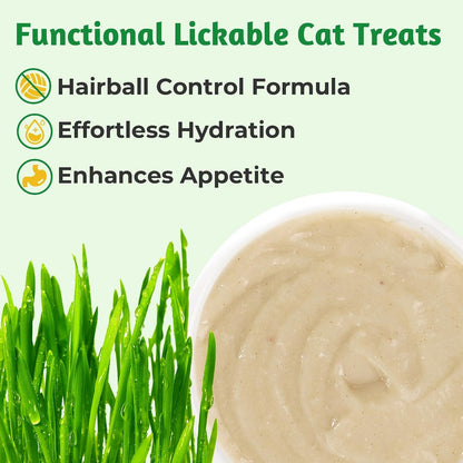 Just Try Lickable Cat Treats, Healthy Cat Grass Treats | 20 Tubes Soft Creamy Hairball Control Relief Functional with Taurine & Vitamin E for Cats2