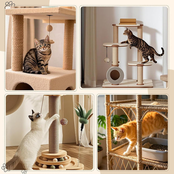 Sisal Rope for Cat Scratcher 1/4" 100 Ft Cat Tree Twine for Repairing Cat Scratching Post Replacement DIY Hemp Rope for Carpet Mat, Pet, and Crafts Gardening Home Decorating5