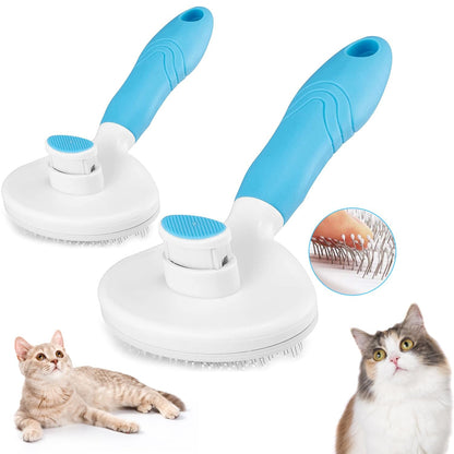 Self Cleaning Slicker Brush - Cat Brush Skin-Friendly Deshedding Grooming Massaging Tool for Long & Short Haired Pets, Cat Hair Brushes Easy Removes Undercoat for Dogs Cats Rabbits - UPGRADED, Blue9