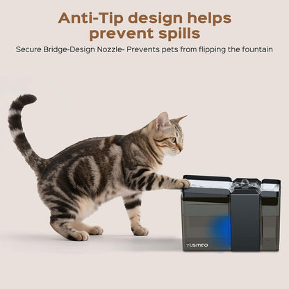 Automatic Cat Water Fountain, 2.2L/74Oz Pet Fountain with 304 Stainless Steel Drinking Top, Ultra-Quiet Pump, Triple Filtration & LED Water Level Alert, Bpa-Free Plastic for Cats and Small Dogs4