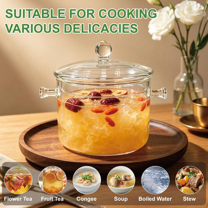 Glass Pots for Cooking on Stove, 1.5L / 50Oz, Heat-Resistant Simmer Pot | Glass Cooking Pot with Lid, Heat-Resistant Simmer Pot for Stove Potpourri, Saucepan Pot Fits for Cooking, Soup, Tea, Milk3