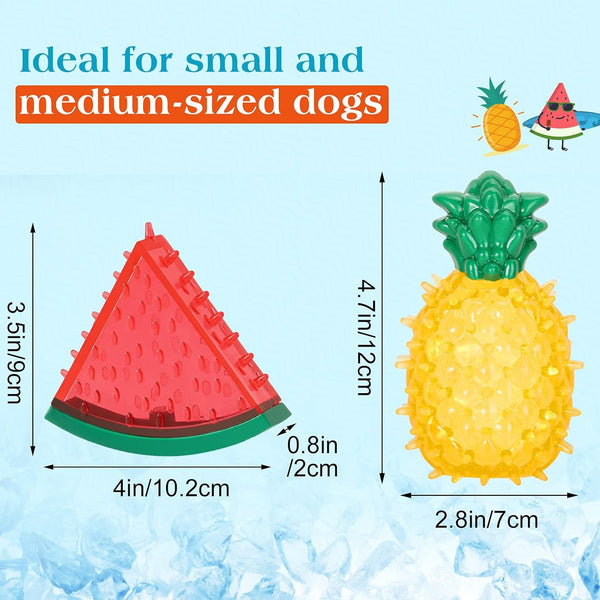 Pawaboo Pet Teether Cooling Chew Toys, Freezable Teething Toy for Puppies, Watermelon and Pineapple Shape Freeze Interactive Toys in Summer, Frozen Dog Treat Training Tools for Small and Medium Dogs8