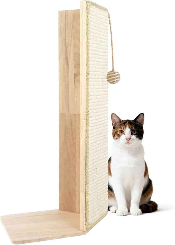 24" Tall Couch Corner Cat Scratcher, Sisal Scratching Pad with Toy Ball, Furniture Protector for Sofa, Easy Assembly Stylish Modern Cat Scratching Post1