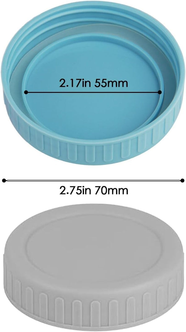 8PCS Regular Mouth Plastic Mason Jar Lids, Leak Proof | Colored, with Silicone Rings, Airtight Leakproof Seal, Fit for Ball & Kerr Canning Jars, Reusable Jars Accessories2